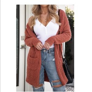 Rust fuzzy cardigan